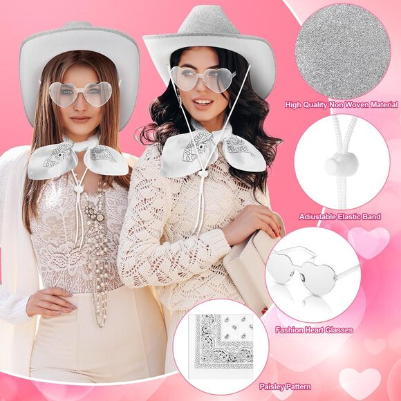 8356 9 Pcs Adult Cowboy Hat With Paisley Bandanas And Heart Shape main image 6